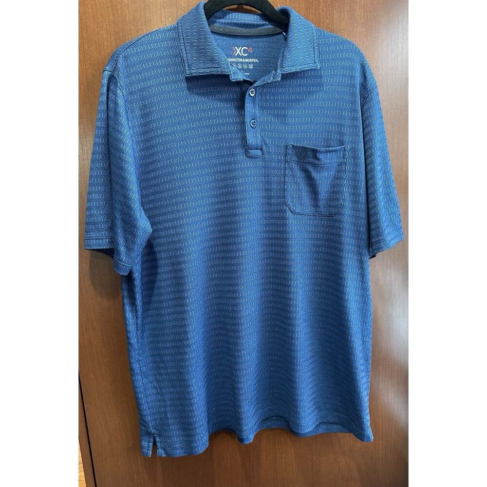 Johnston & Murphy XC4 Polo Shirt Men's L Blue Golf Performance Stretch